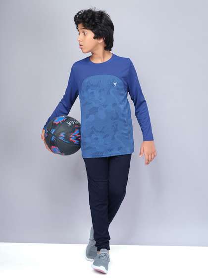 Technosport Boys Abstract Printed Antimicrobial Slim Fit Sports T-shirt