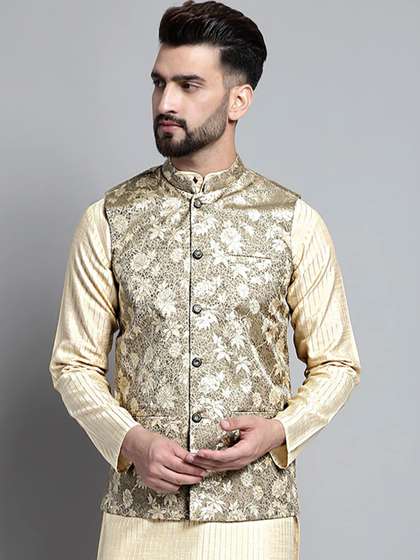 Jompers Woven-Design Nehru Jacket