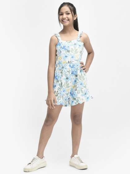 Crimsoune Club Girls
                    Floral Printed Ruffles Playsuit