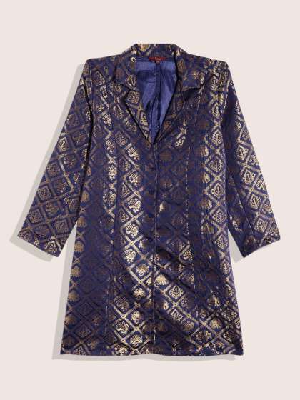 Sangria Teen Girls Woven Design Longline Ethnic Tailored Jacket