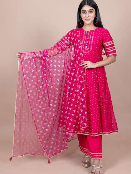HERE&NOW
                          Magenta & Gold-Toned Ethnic Motifs
                          Embroidered Dupatta