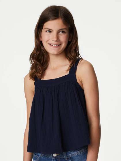 Marks & Spencer Girls Sleeveless Cotton A-Line Top