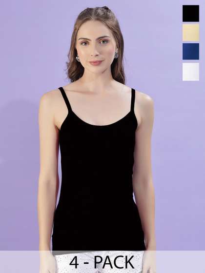 Dollar Missy Pack Of
                        4 Pure Combed Cotton Long Camisoles
