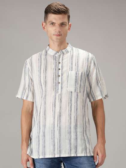 Cot'N Soft Striped
                        Mandarin Collar Cotton Kurta