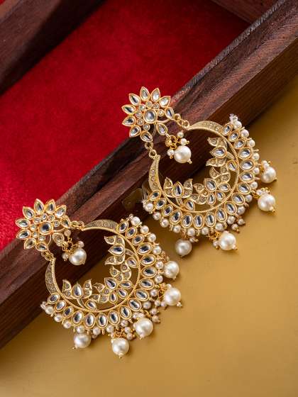 Chandbali Earrings Myntra Gold Earrings Buy Rubans 22K Gold Plated