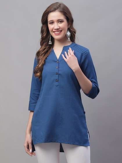 Pistaa Mandarin Collar Pure Cotton Kurti