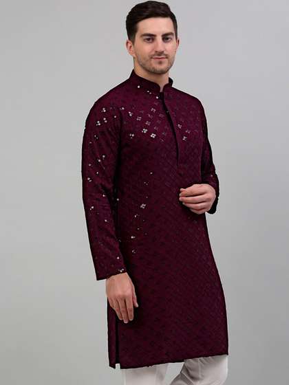 Jompers Mandarin Collar Sequined Kurta