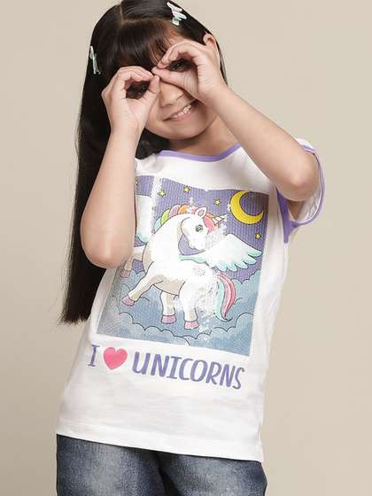 Kids Ville Girls Graphic
                    Printed Cotton T-Shirt