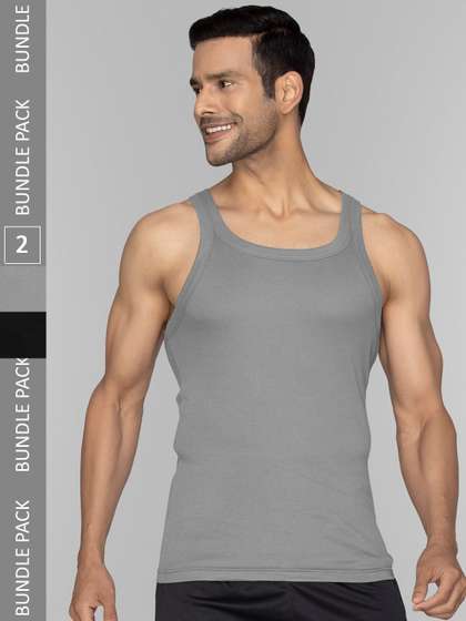 XYXX Men Pack of 2
                        Solid Pace Super Combed Cotton Ribbed Square
                        Neck Gym Vest