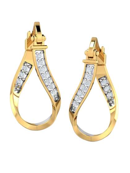 KUBERBOX 18KT Gold
                        Diamond-Studded Esin Hoop Earrings-1.01gm