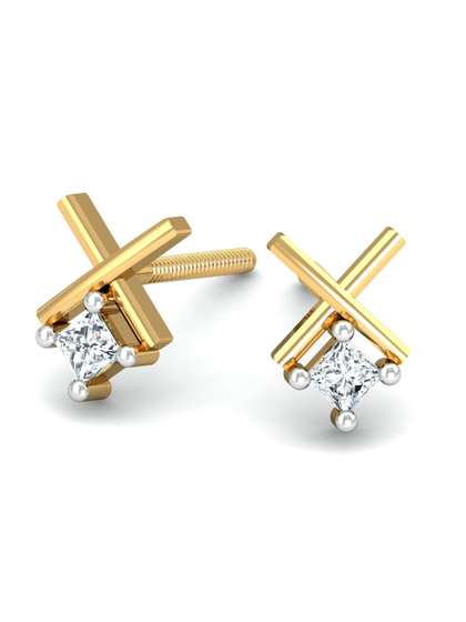 KUBERBOX 18KT
                          Diamond Studded Gold Stud Earrings- 0.92 gm