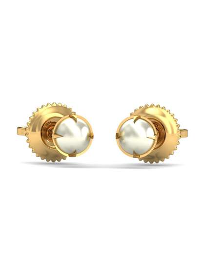 KUBERBOX Ashen 18KT
                        Gold Pearl-Studded Earrings-0.9 gm