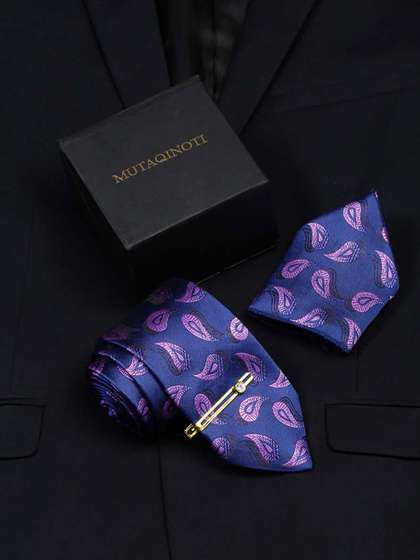 MUTAQINOTI Men Printed
                    Micro Silk Formal Accessory Gift set