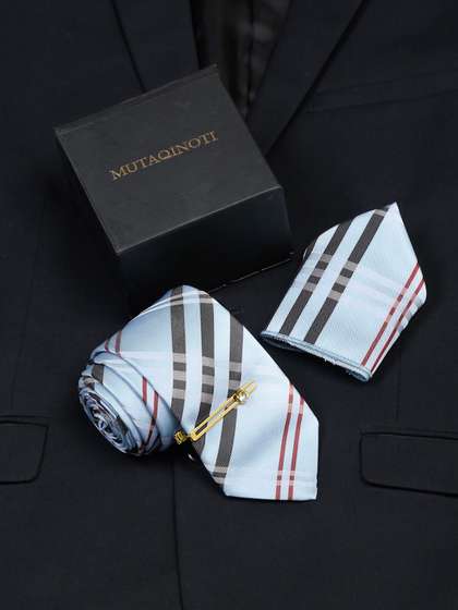 MUTAQINOTI Men Checked
                    Micro Silk Accessory Gift Set
