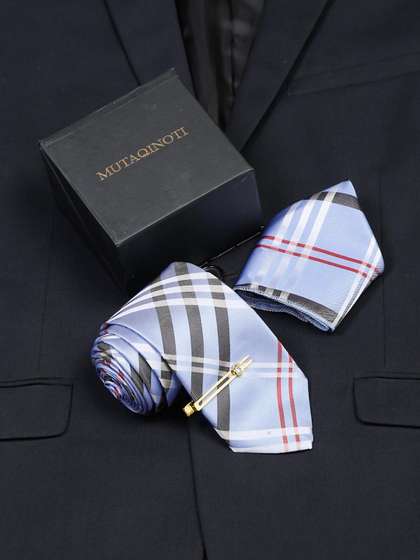 MUTAQINOTI Men Silk
                    Necktie Accessory Gift Set