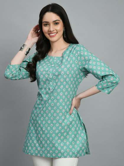 KALINI Conversational Printed Cotton Ethnic Tunic