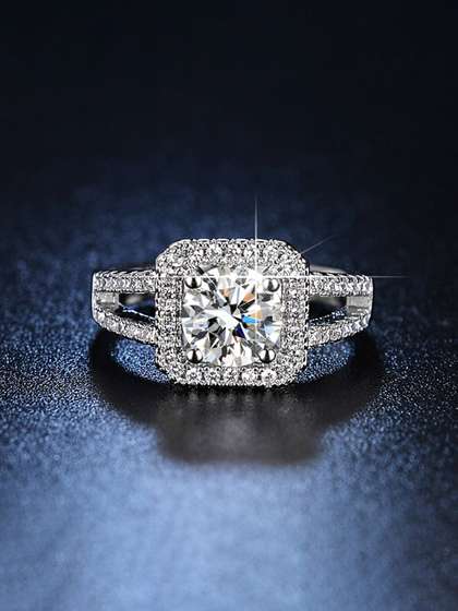 Jewels Galaxy Silver
                        Plated AD-Studded Contemporary Solitaire
                        Adjustable Finger Ring