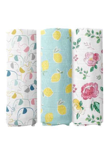 haus & kinder Infant
                    Kids Set of 3 Pure Cotton Printed Swaddles