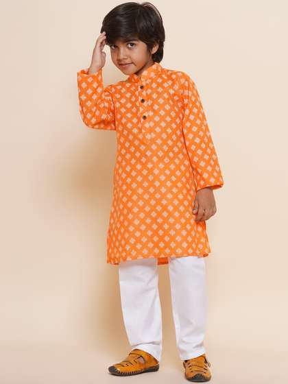 Aj DEZInES Boys Ethnic
                    Motifs Printed Regular Pure Cotton Kurta With
                    Pyjamas