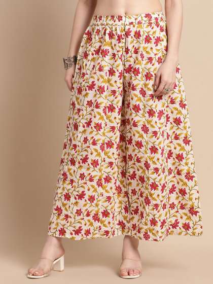 Pistaa Floral
                        Printed Flared Cotton Palazzos