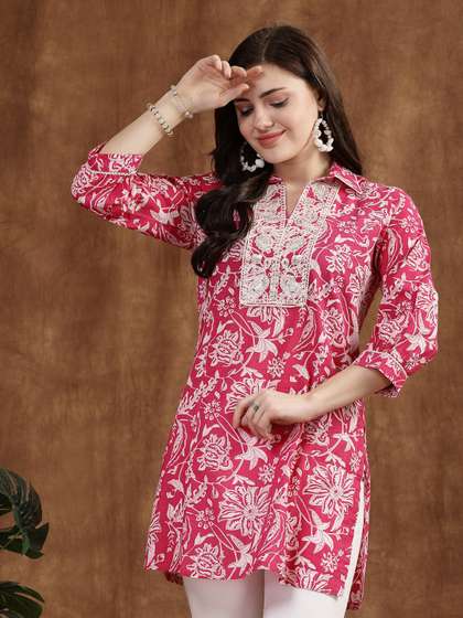 Nayam By Lakshita
                        Shirt Collar Printed Cotton Cambric Tunic
