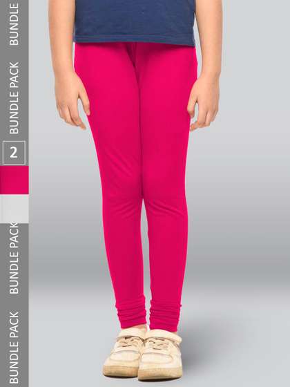 LYRA Girls Pack Of 2
                      Churidar-Length Cotton Breathable Leggings