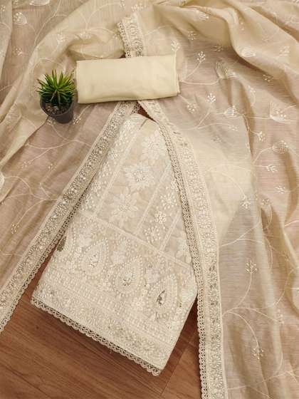 KALINI Floral Embroidered Unstitched Dress Material