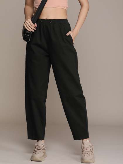 The Roadster Life
                        Co. Women Solid Mid-Rise Cotton Regular
                        Trousers