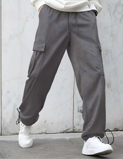 NOBERO Men Onyx
                        Oversized Relaxed Fit Mid-Rise Joggers With
                        Utility Box Pockets