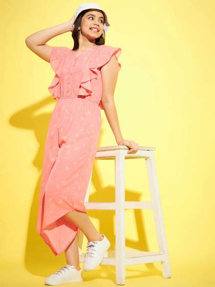 StyleStone Girls Printed
                    Basic Jumpsuit with Ruffles