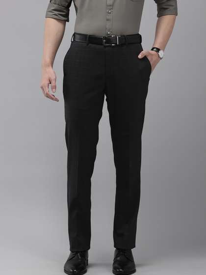 Park Avenue Men
                        Checked Mid-Rise Formal Trousers