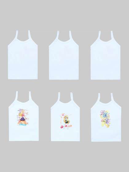 CARELOVE Girls Pack Of 6
                    Printed Pure Cotton Camisoles