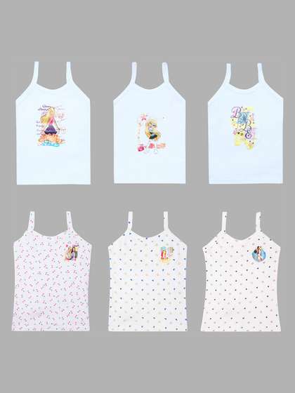 CARELOVE Infant Girls
                    Pack Of 6 Printed Non Padded Pure Cotton Camisoles