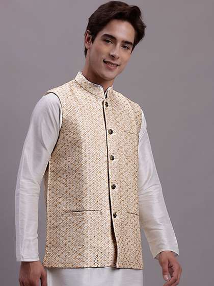 Jompers Woven Design Nehru Jacket