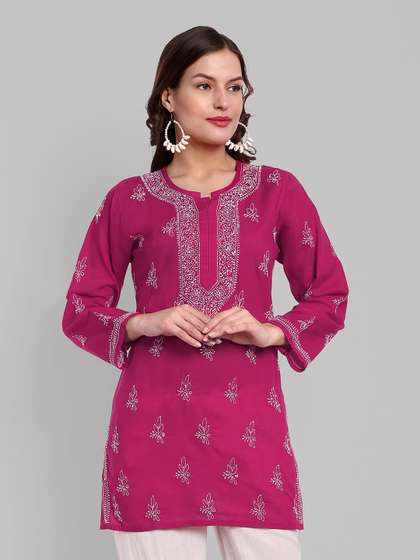 ADA Ethnic Motifs Embroidered Pure Cotton Kurti