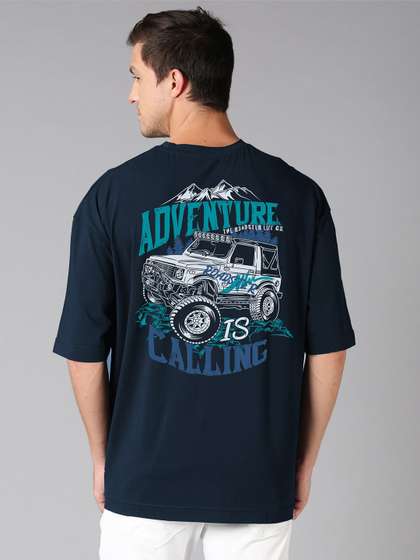 Roadster The Lifestyle Co. Typography Printed Pure Cotton Oversized Fit Longline T-shirt