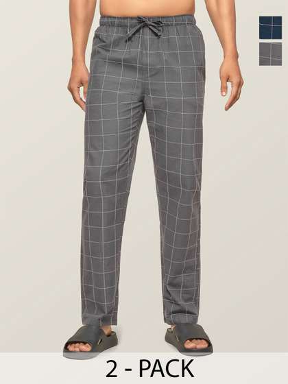 XYXX Pack Of 2
                          Checked Anti-Microbial Cotton Lounge Pants