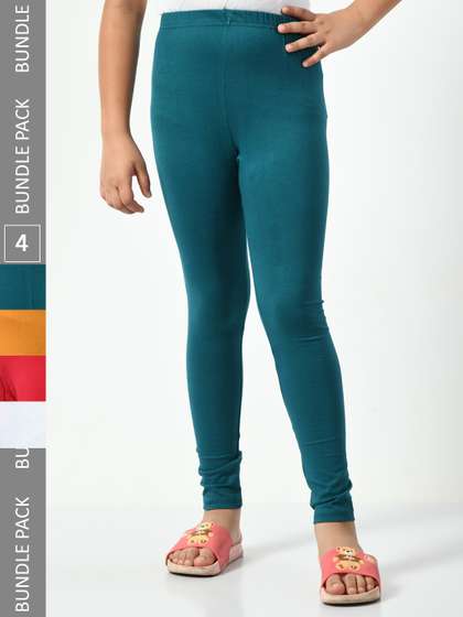 BAESD Girls Pack Of 4
                      Super Soft Churidar-Length Leggings