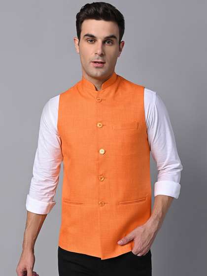 Vastraa Fusion Jute Cotton Nehru Jacket