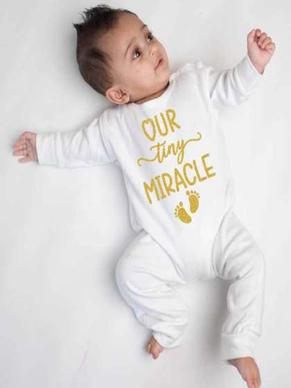 KNITROOT Infant Kids
                    Typography Printed Cotton Rompers