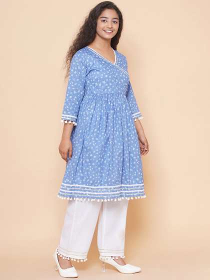 Modish Couture Girls
                    Floral Printed Angrakha Kurta With Palazzos