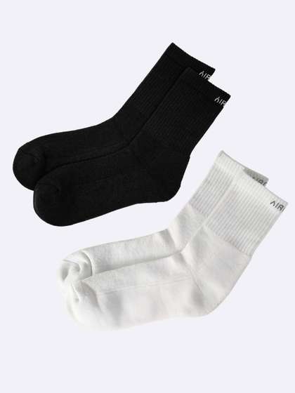 AIR GARB Pack of 2
                      White and Black Color Crew Length Pure Cotton
                      Breathable Socks