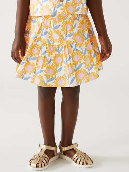 Marks & Spencer
                      Girls Floral Printed Pure Cotton Flared Mini
                      Skirt