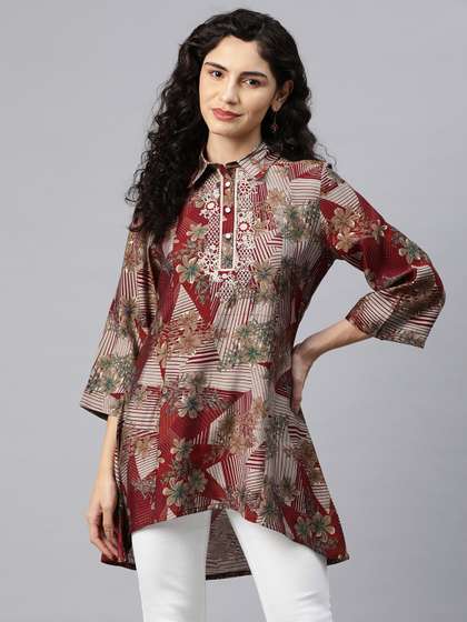 Nayam By Lakshita Modal Shirt Collar Printed Tunic