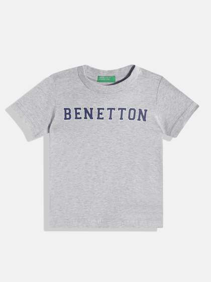 United Colors of Benetton Boys Pure Cotton Brand Logo Printed T-shirt