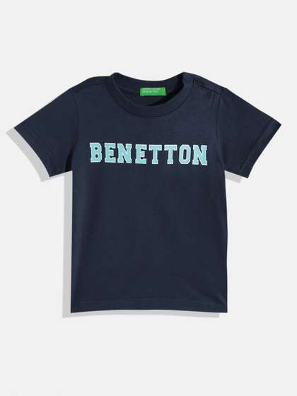 United Colors of
                    Benetton Boys Pure Cotton Brand Logo Printed
                    T-shirt
