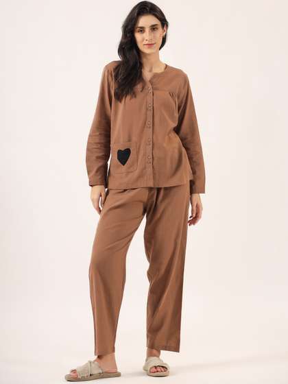 SANSKRUTIHOMES
                      Mandarin Collar Pure Cotton Night suit