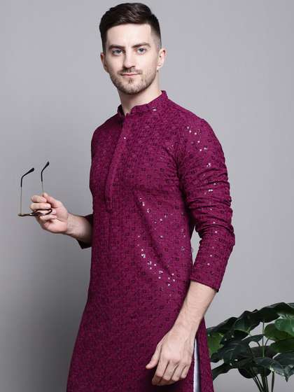 Jompers Floral Embroidered Thread Work Sequinned Kurta