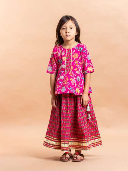 Sangria Girls Printed
                    Pure Cotton Lehenga With Choli