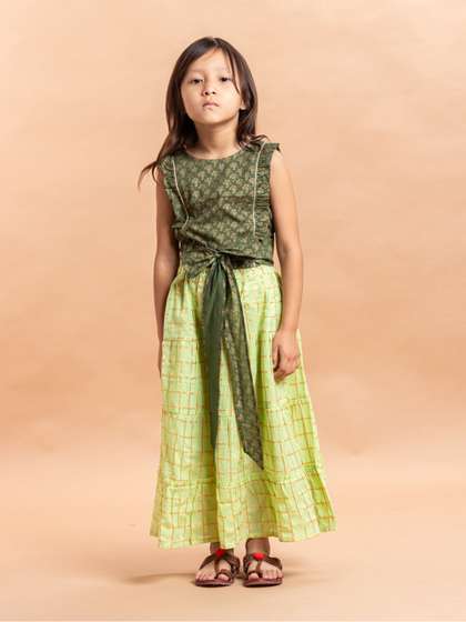 Sangria Girls Green
                      Printed Pure Cotton Lehenga Choli